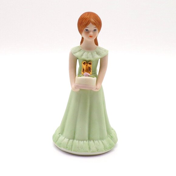 ENESCO Growing up Birthday Girls Figurine 11 Brown Hair Cake Porcelain VTG 1982 - Picture 1 of 11